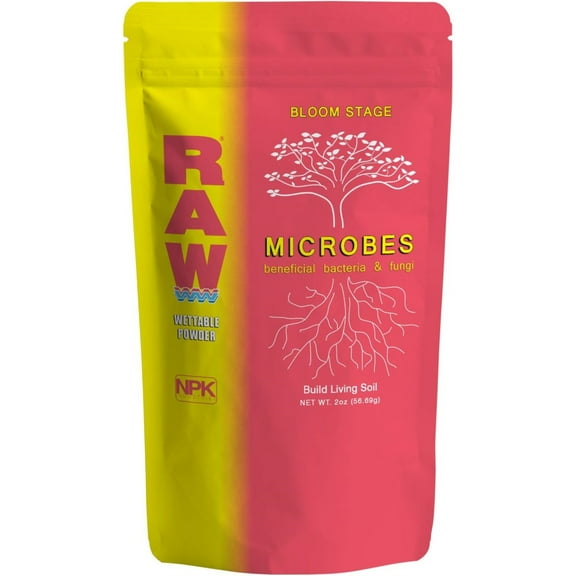 RAW Microbes Bloom Stage Beneficial Bacteria & Fungi Water-Soluble Powder for Better Flowers and Fruiting, 2oz