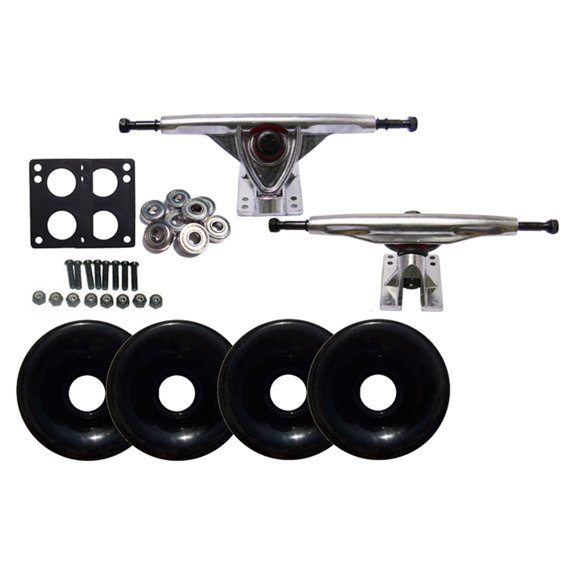 RAW REVERSE LONGBOARD Skateboard TRUCKS 76mm BLACK WHEELS Package