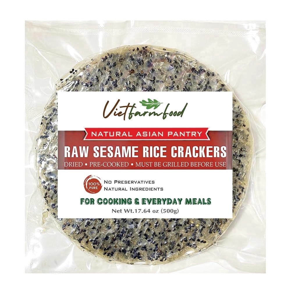 RAW SESAME RICE CRACKERS VIETFARMFOOD - Traditional Aromatic Vietnamese ...
