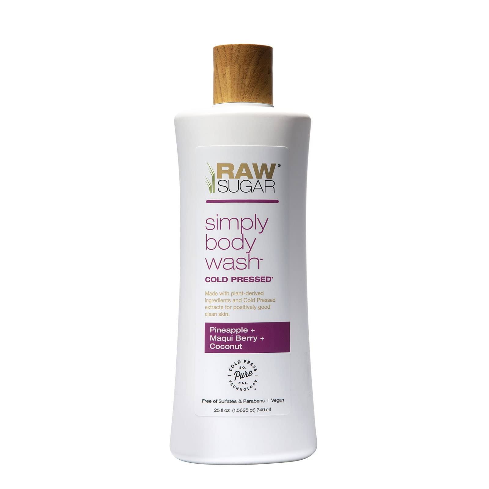 RAW SUGAR Simply Body MZF22 Wash, (25 Fl Oz, Pack of 1) Bath Soap, Formulated without Sulfates & Parabens (Pineapple + Maqui Berry + Coconut)