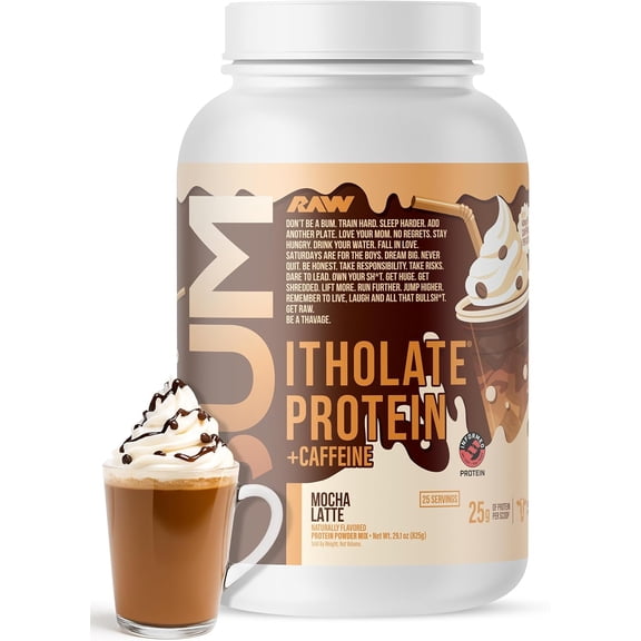 RAW Whey Isolate Protein Powder, Mocha Latte (CBUM Itholate Protein) - 100% Grass-Fed Sports Nutrition for Muscle Growth & Recovery - Low-Fat, Low Carb, Naturally Flavored - 25 Servings