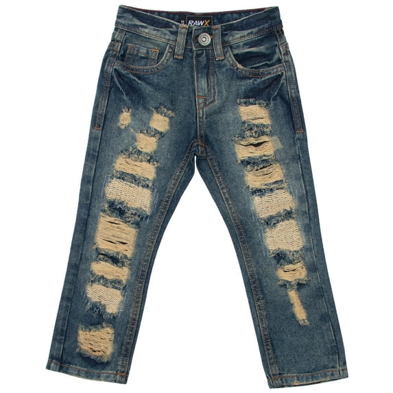 RAW X Boy's RawX Heavy Distressed Jeans, Blue, 2T
