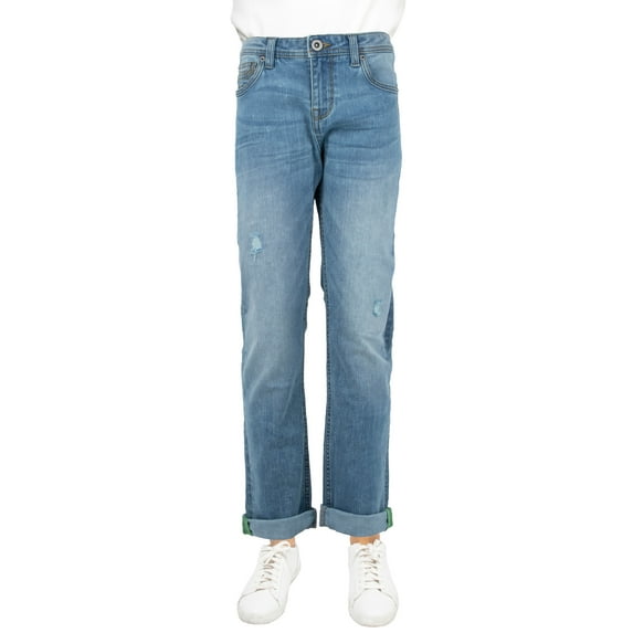 RAW X Boy's RawX Distressed Neon Stitch Jeans, Lt Stone, 14