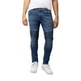 thumbnail image 1 of RAW X Men's Skinny Fit Biker Jean, Comfy Flex Stretch Moto Wash Denim Jeans Pants, Medium Blue, 38W X 32L, 1 of 9