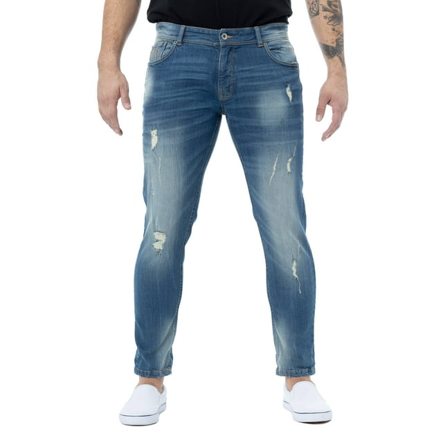 RAW X Men's Skinny Fit Stretch Jeans, Fashion Destroyed Distressed ...