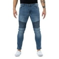 thumbnail image 1 of RAW X Men's Skinny Fit Biker Jeans, Washed Ripped Distressed Moto Stretch Denim Pants, Medium Stone - 9613, 32W x 32L, 1 of 7