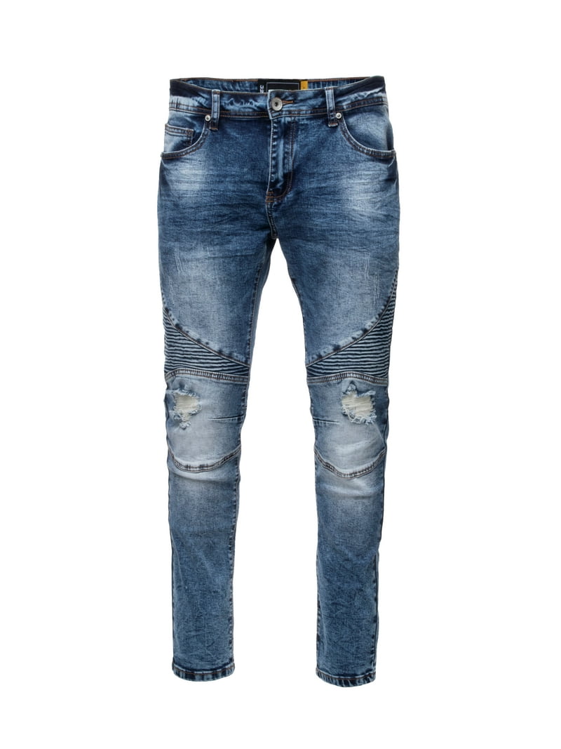 RAW X Men's Slim Fit Skinny Biker Jean, Comfy Flex Stretch Moto