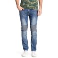 thumbnail image 1 of RAW X Men's Standard Fit Biker Jean, Comfy Flex Stretch Moto Wash Rip Distressed Denim Jeans Pants Big & Tall, 1 of 5