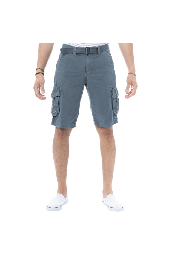 Mens Belted 12.5" Inseam Knee Length Cargo Shorts, Steel, 54
