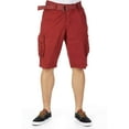 thumbnail image 1 of RAW X Mens Belted Cargo Shorts Relaxed Fit Casual Knee Length Cargo Shorts for Men, Hidden Snap Pocket - Burgundy, 38, 1 of 5