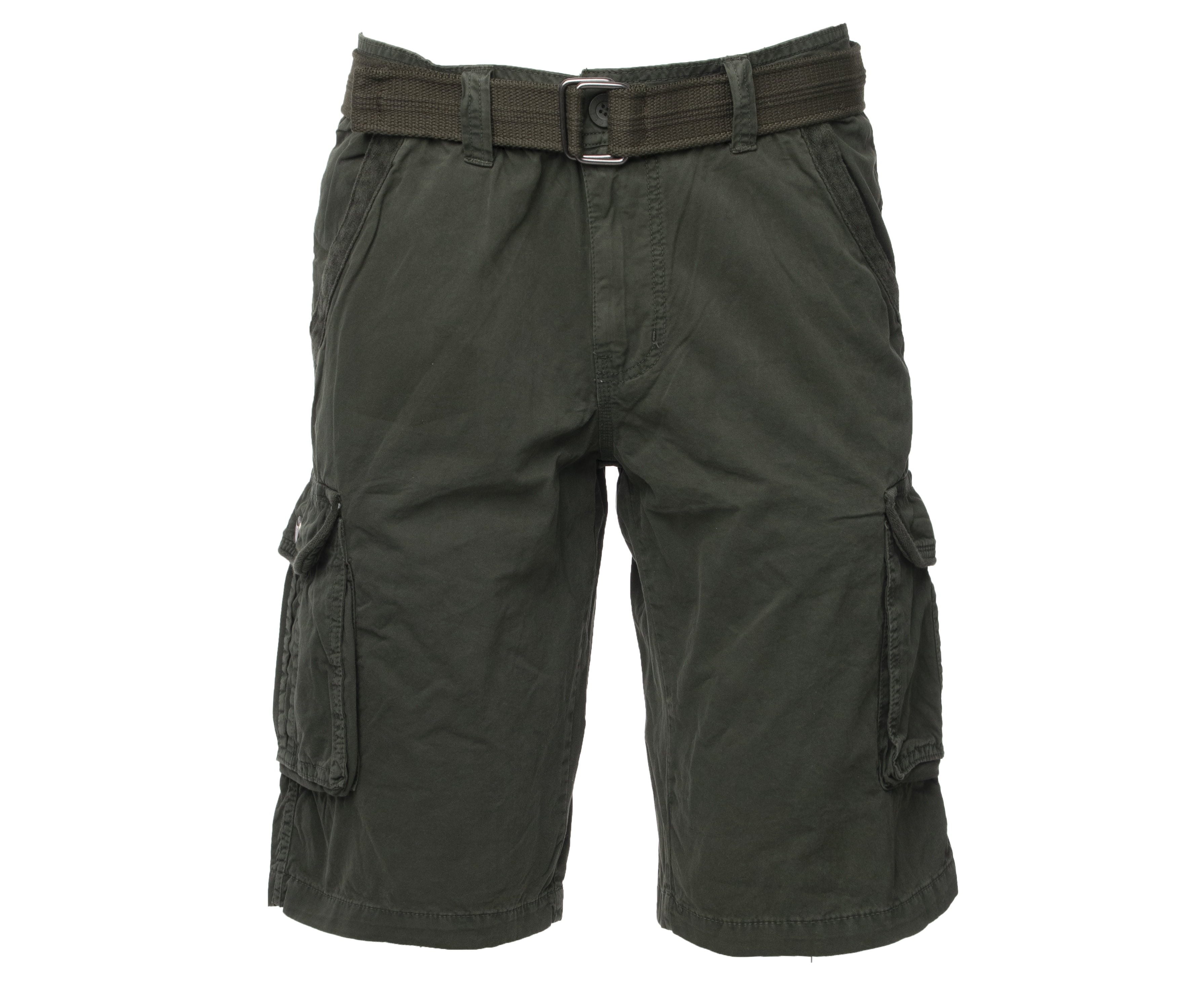 RAW X Mens Belted Cargo Shorts Relaxed Fit Casual Knee Length Cargo