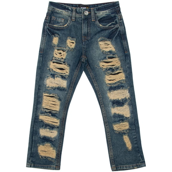 RAW X  Boy's RawX Heavy Distressed Jeans, Blue, 4