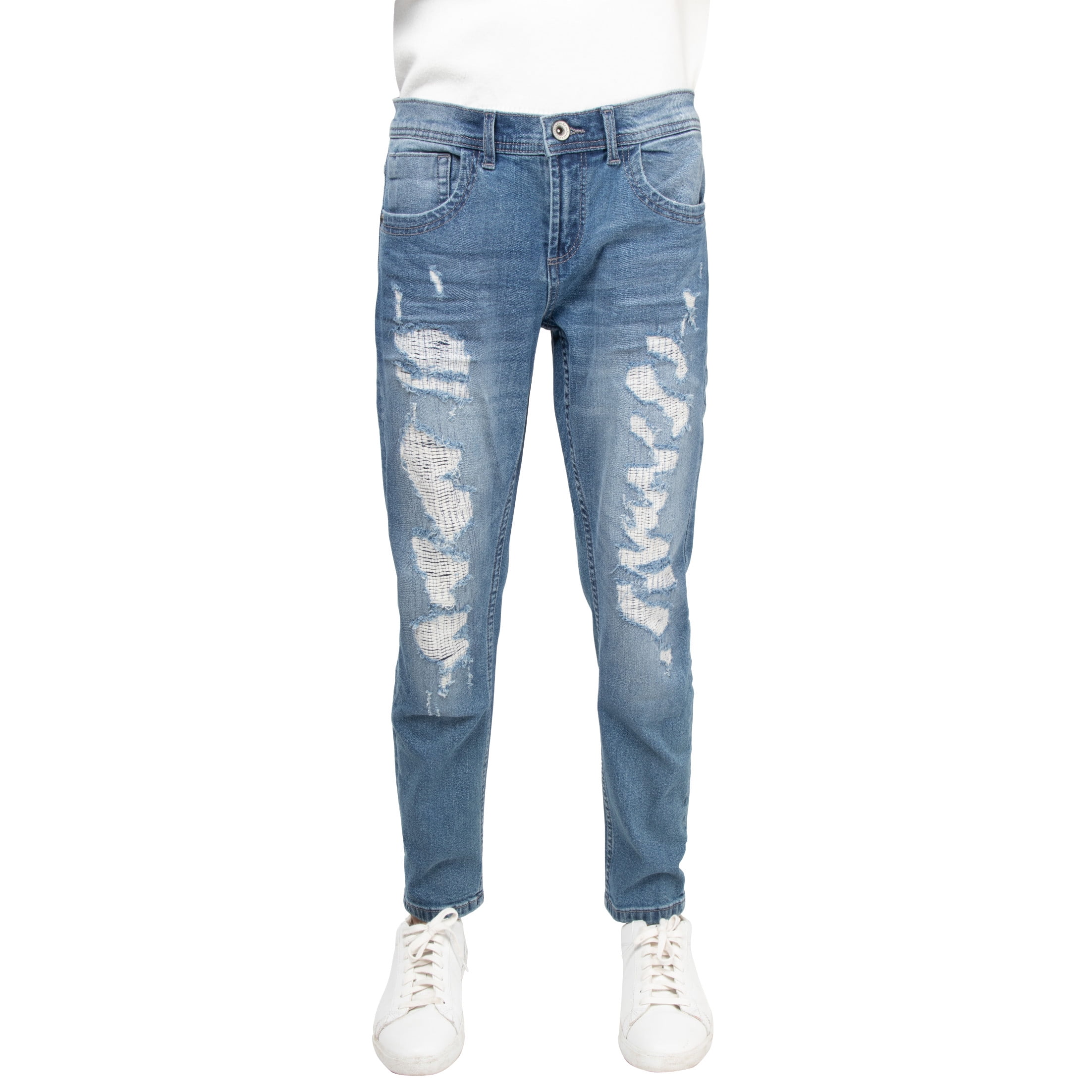 RAW X Boy's RawX Distressed Neon Stitch Jeans, Indigo, 18