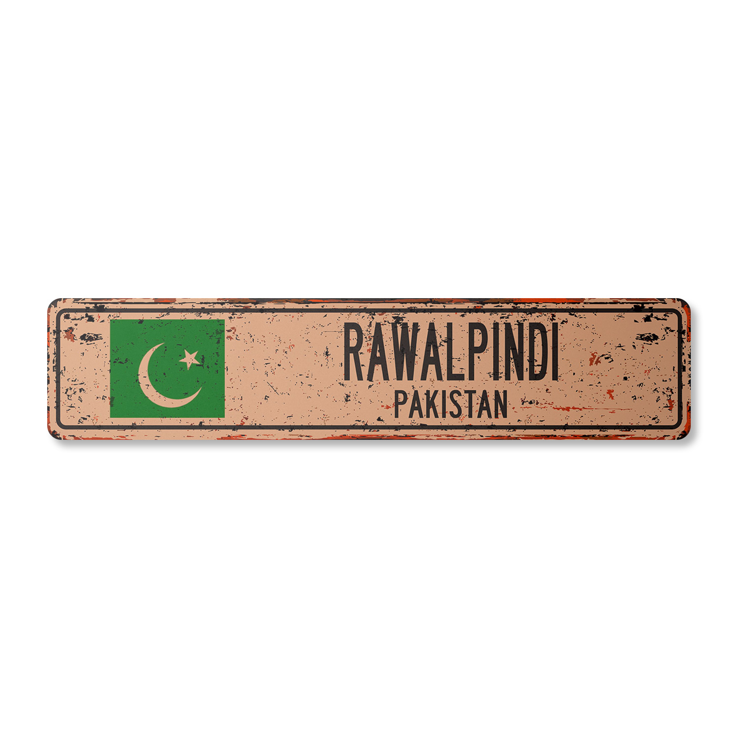 Pakistan Store Sign RAWALPINDI PAKISTAN Vintage Aluminum Street Sign Pakistani flag city ...