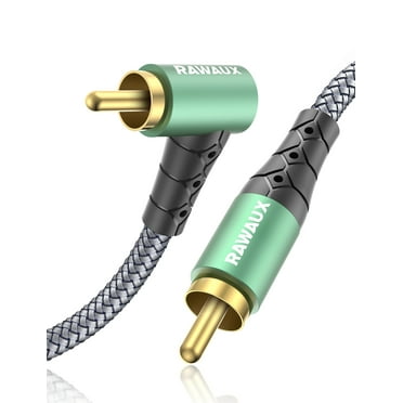 RAWAUX 90 Degree RCA Cable Right Angle Subwoofer Cable,Digital Coaxial Audio Cable for Home Theater, Sound Bar, TV, PS4, Xbox,and More 3.3ft/1m