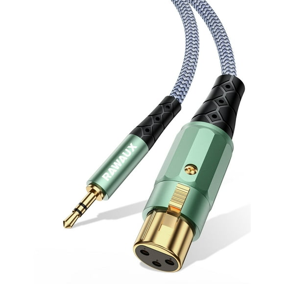 RAWAUX XLR Female to 1/8 Inch TRS Cable 3.3FT, XLR 3 Pin Female to 3.5mm TRS Male Unbalance Interconnect Cable for Microphone Console Guitar Mixer AMP