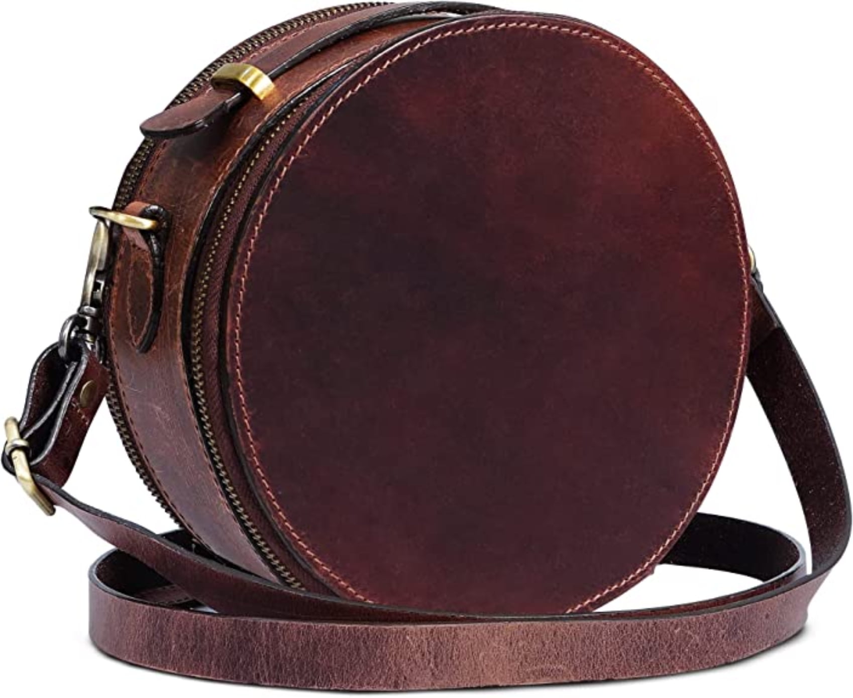 RAWHYD Leather Crossbody Purse, Round Leather Crossbody Purse for Women
