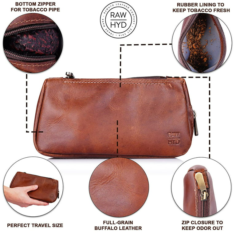 Unique LEATHER Tobacco Pouch - Model Leather 5 in Brown