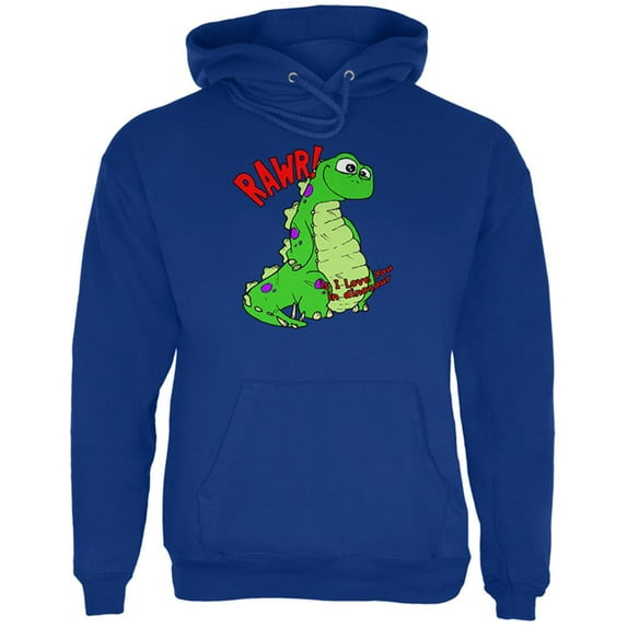 RAWR I Love You Dinosaur Mens Hoodie Deep Royal X-LG