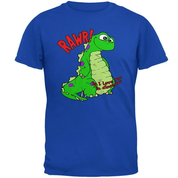 RAWR I Love You Dinosaur Mens Soft T Shirt Royal X-LG