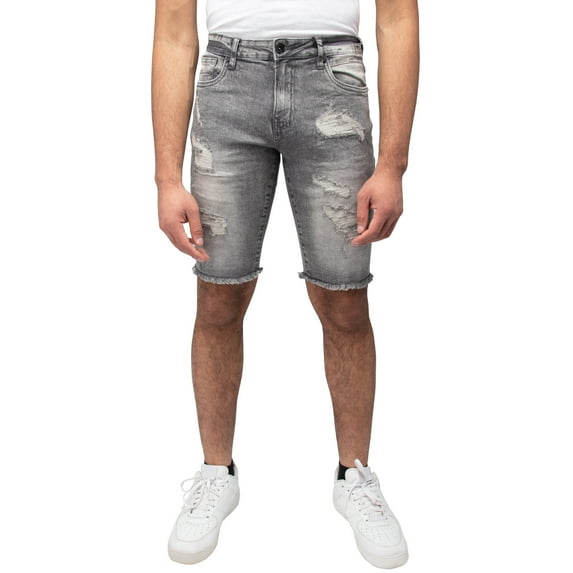 RAW X Men's Distressed Denim Shorts, Grey, 38
