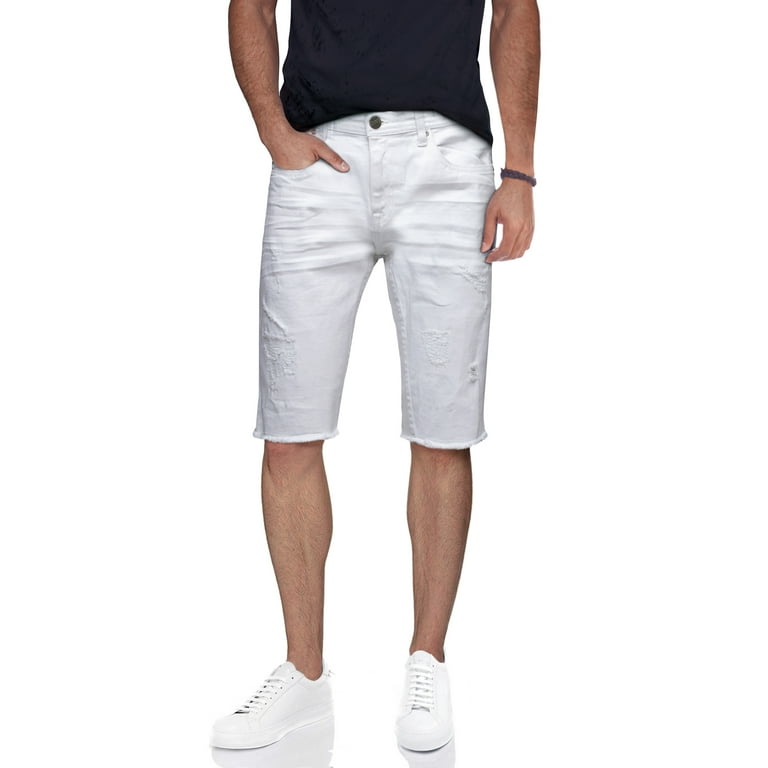 white ripped jean shorts mens