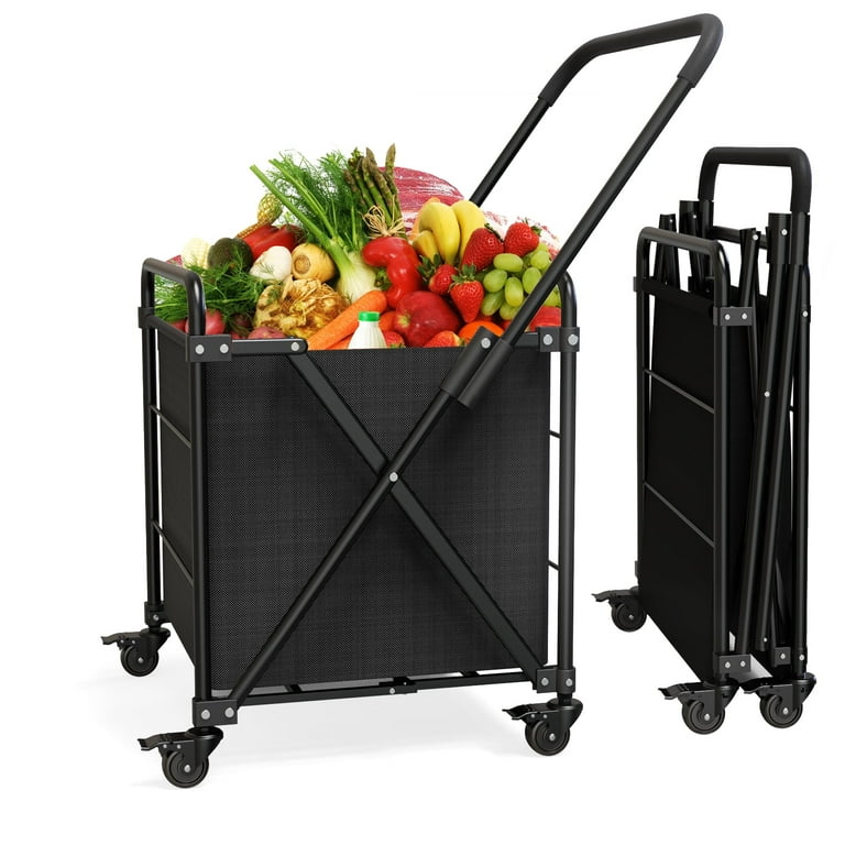 RAXSINYER Foldable Rolling Grocery Trolley, Portable Shopping Cart