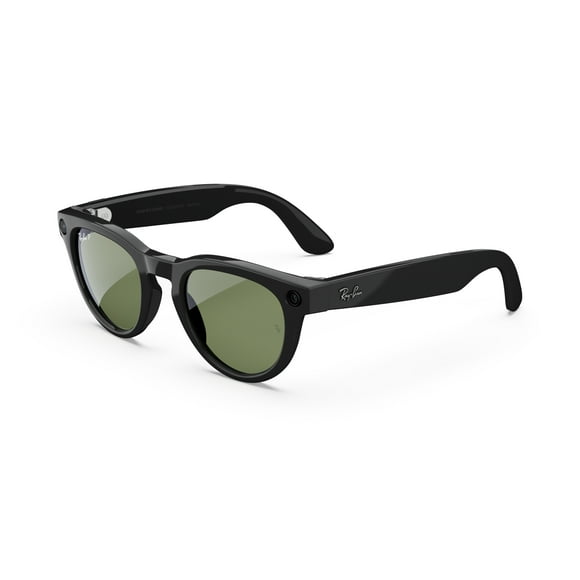 Ray-Ban Meta, Headliner Glasses with Meta AI, Audio, Photo, Video Compatibility, Shiny Black, Green Lenses, Regular Fit