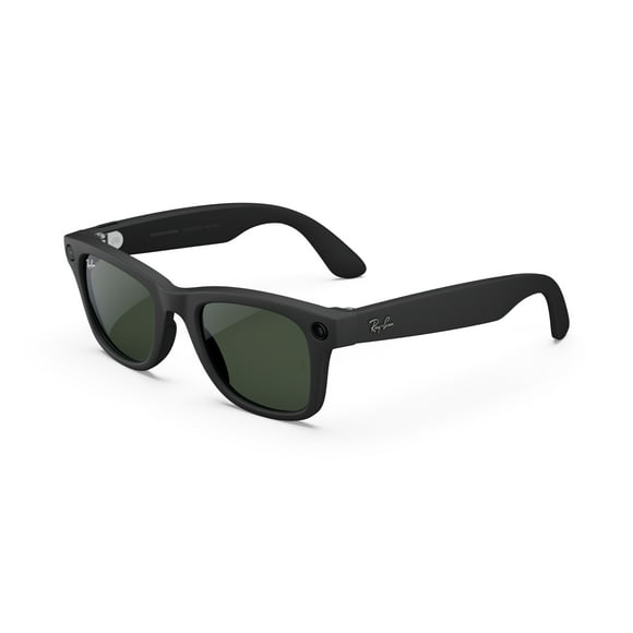 Ray-Ban Meta, Wayfarer Glasses with Meta AI, Audio, Photo, Video Compatibility, Matte Black, Transition Lenses Clear to Graphite Green, Regular Fit
