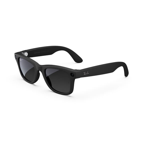 Ray-Ban Meta, Wayfarer Glasses with Meta AI, Audio, Photo, Video Compatibility, Matte Black, Polarized Gradient Graphite Lenses, Large Fit