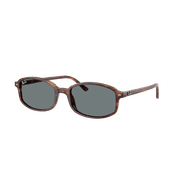 RAY-BAN RB2232 SAM Rectangular Shape Sunglasses Polished STRIPED HAVANA Frame | BLUE Lens 54mm