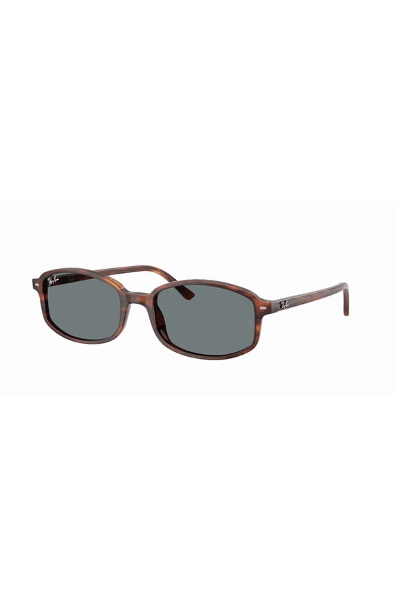 RB2232F SAM LOW BRIDGE FIT Square-Round Shape Sunglasses Striped Havana Frame | Blue Lens 54mm