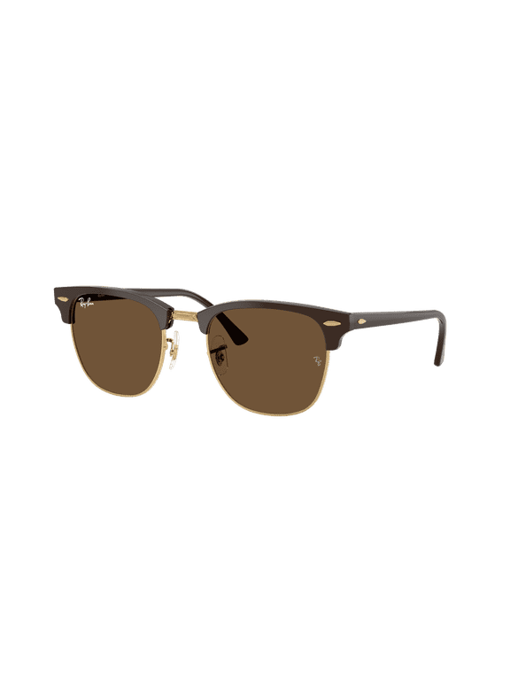 RB3016 CLUBMASTER CLASSIC Square Shape Sunglasses Brown & Gold - Frame | Dark Brown - Lens 51mm