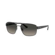 RAY-BAN RB3663 RB3663 Square-Round Shape Sunglasses Polished Gunmetal Frame | Grey Gradient Lens 60mm