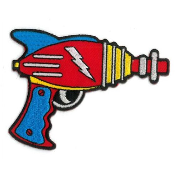 RAY GUN - Embroidered Iron On PATCH, Exclusive Matt Stewart Original Artwork, 3.5"