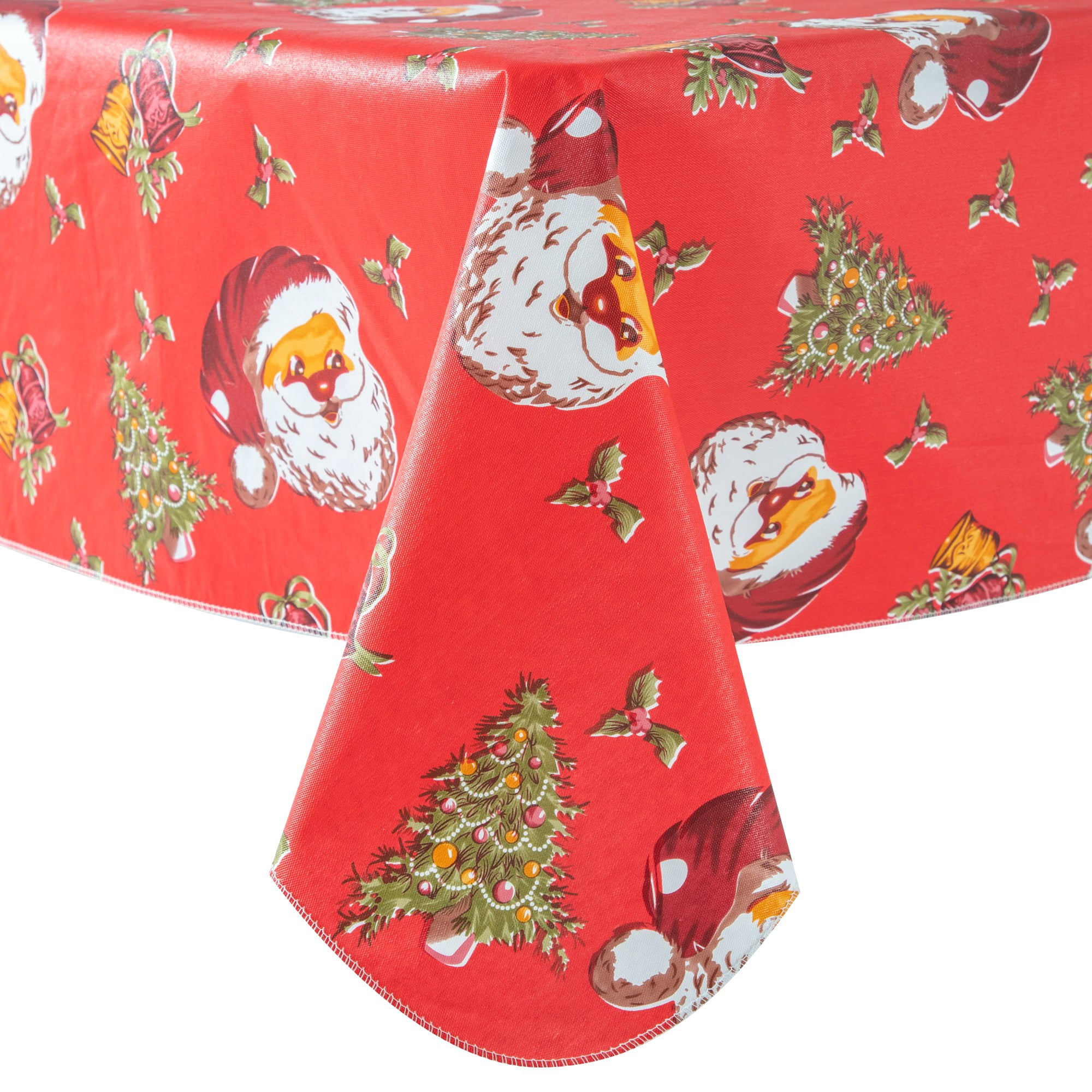 RAY STAR 60x120 inch Christmas Tablecloth Rectangle Vinyl with Flannel Backing Waterproof & Heavy Duty Plastic Table Cover for Dining