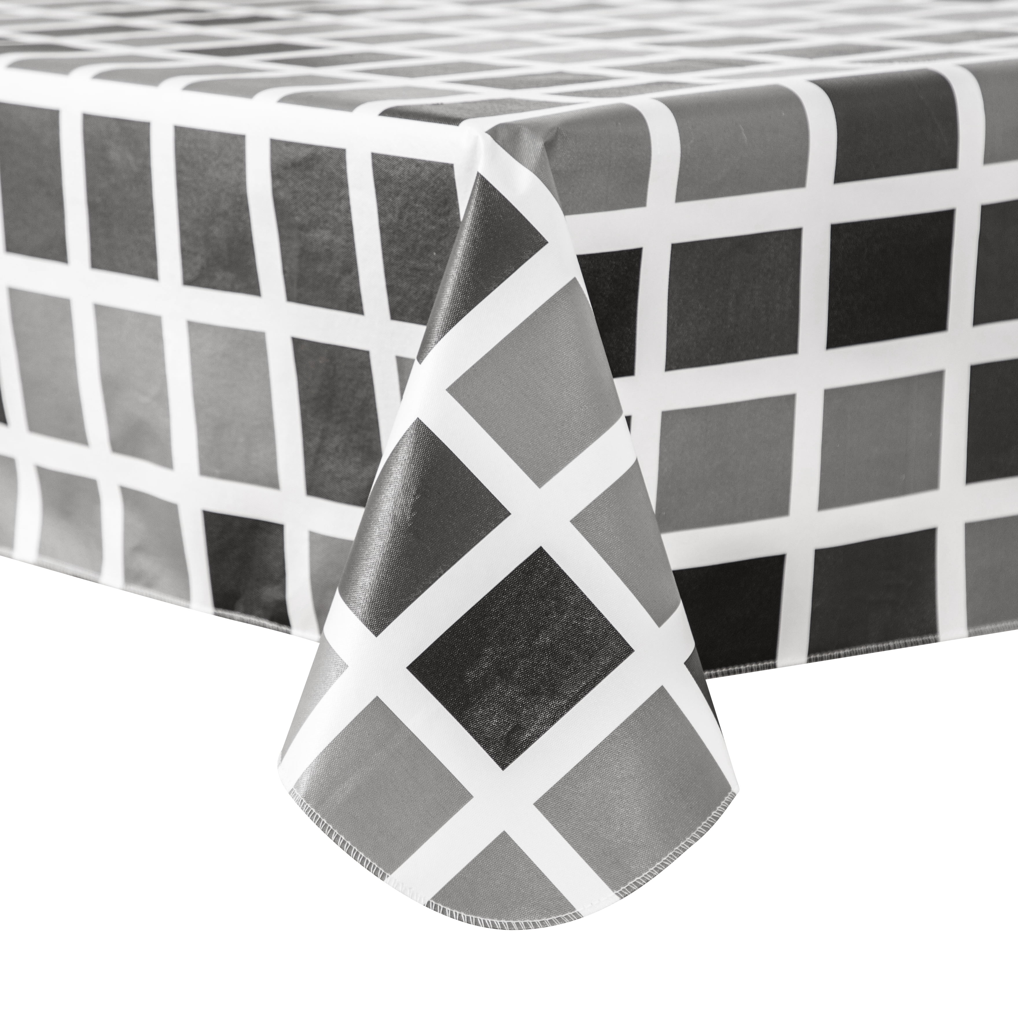 RAY STAR Checkered Tablecloth 60x84 inch Flannel Backing 100% Waterproof & Heavy Plastic Table Cover for Dining, Party, Farmhouse Dec.