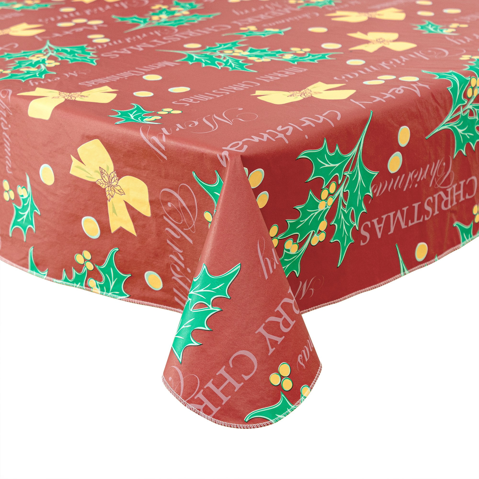 RAY STAR Christmas Tablecloth 60x84 inch Flannel Backing 100% Waterproof & Heavy Plastic Table Cover for Dining, Party, Farmhouse Dec.