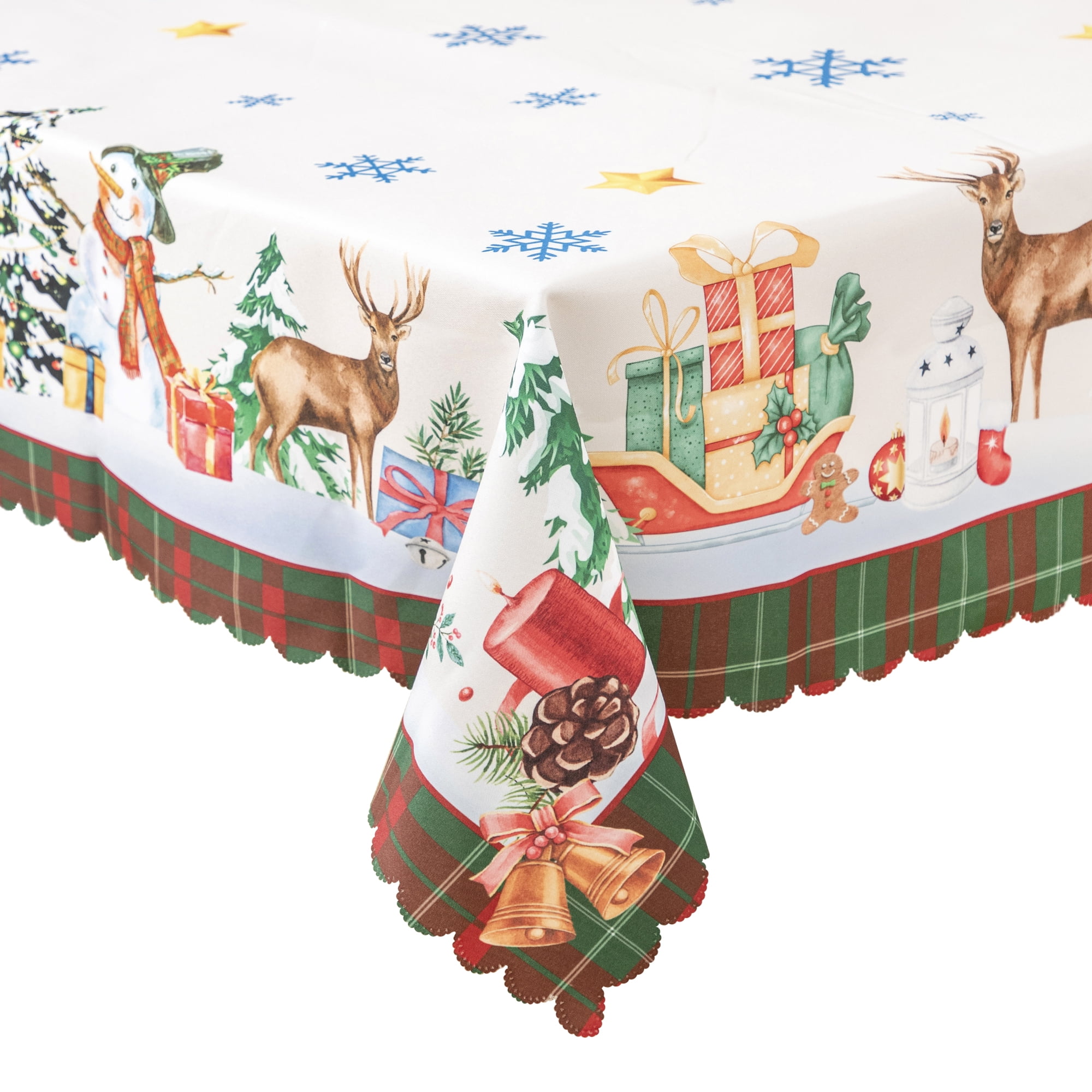 RAY STAR Large Christmas Table Cloth for Rectangle Table 60x120 Polyester Machine Washable Table Cloths, Thick Can not See Through Heavy Duty Tablecloth