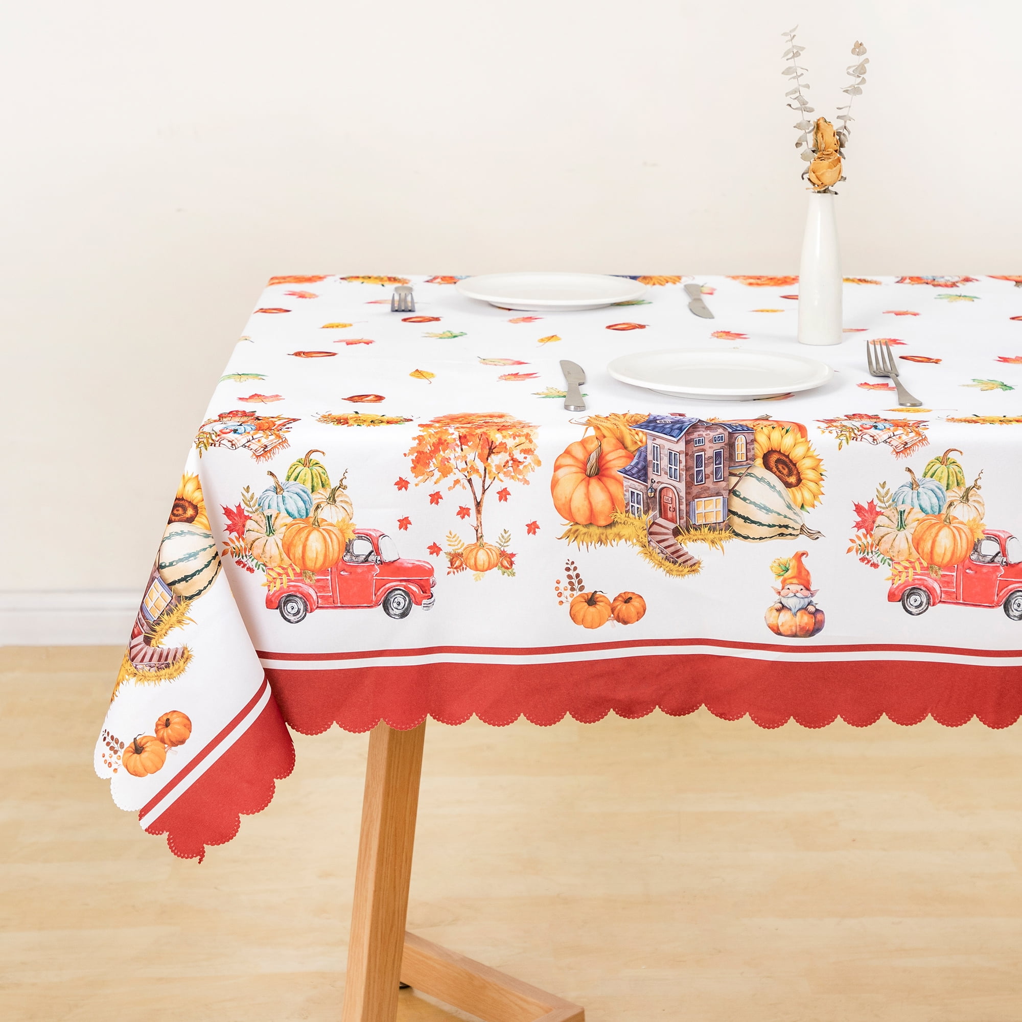 RAY STAR Large Christmas Table Cloth for Rectangle Table 60x120 Polyester Machine Washable Table Cloths, Thick Can not See Through Heavy Duty Tablecloth