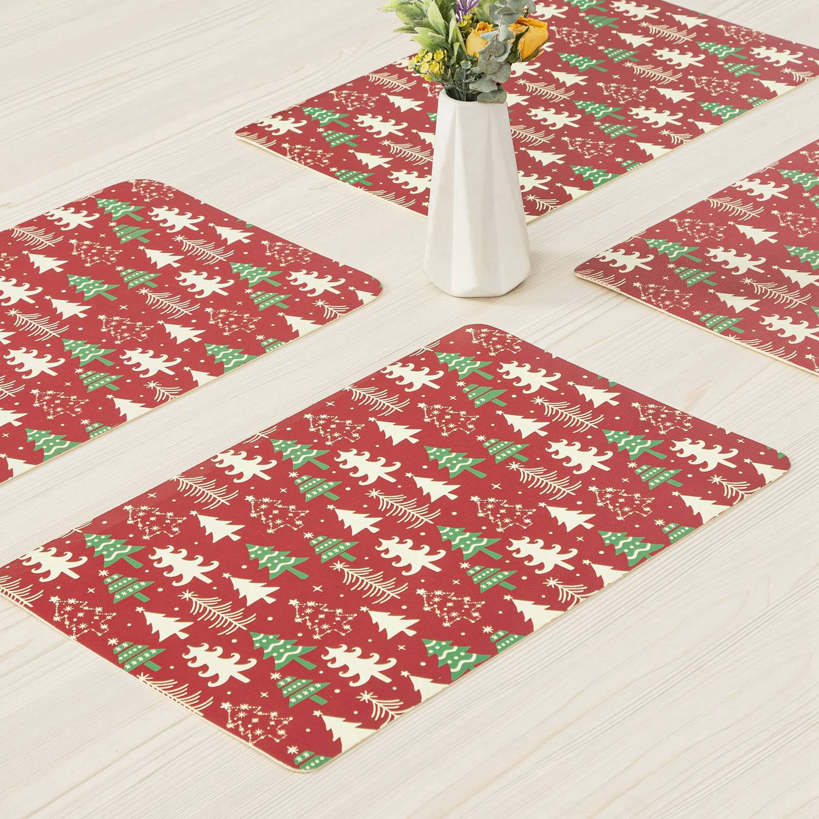 RAY STAR Placemats Set of 4, Vinyl Washable Wipeable Place Mats-12inx18in, Heat Resistant Waterproof Place Mat