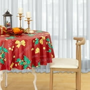 RAY STAR Round Christmas Tablecloth 60 inches - Christmas Decorations for Home 100% Water Resistant Christmas Table Cloth