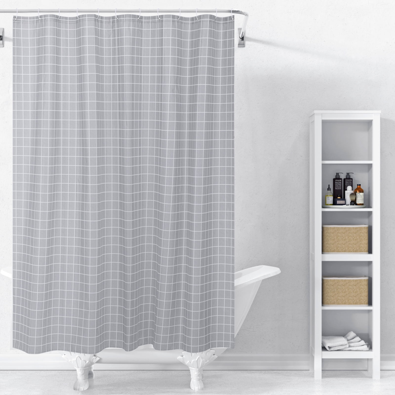 RAY STAR Shower Curtain Liner Plastic 72 x 70 Inches for Bathroom, Extra Long Shower Curtains with 3 Magnets Waterproof Rust-Resistant Grommets 12 Plastic Hooks PEVA Shower Liner