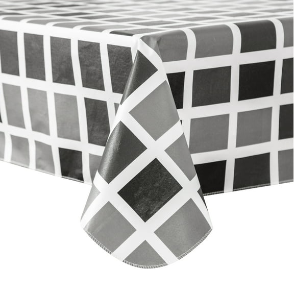 RAY STAR Vinyl Checkered Tablecloth 52x70 Flannel Backing 100% Waterproof & Heavy Plastic Table Cover for Dining, Party, Farmhouse Dec.