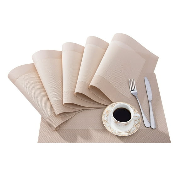RAY STAR Vinyl Placemats Set of 6, 12''x18'' Vinyl Weave Placemats, Heat Resistant Wipable Place Mat
