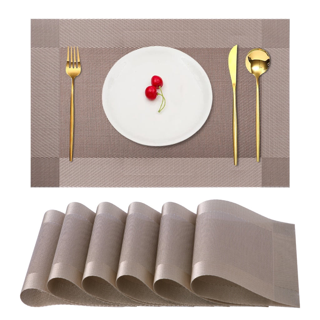 RAY STAR Vinyl Placemats Set of 6, 12''x18'' Vinyl Weave Placemats, Heat Resistant Wipable Place Mat