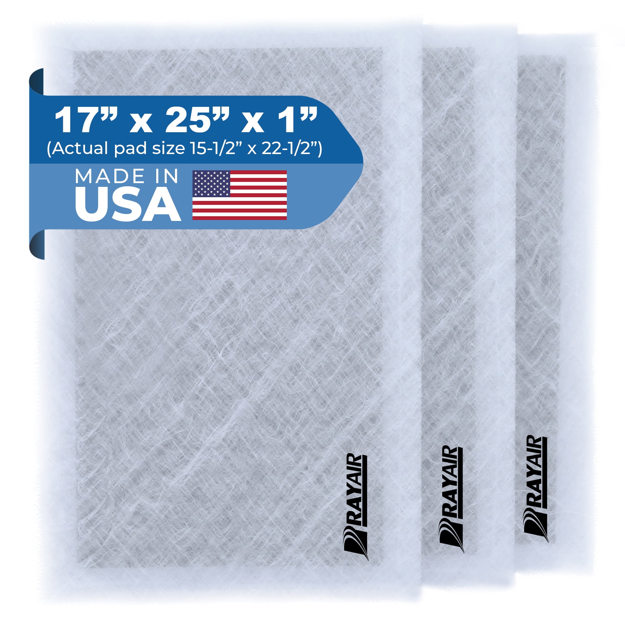 RAYAIR SUPPLY 17x25 Replacement Filter Pads Compatible with Dynamic Air Cleaner 17x25 Refills (3 Pack) WHITE