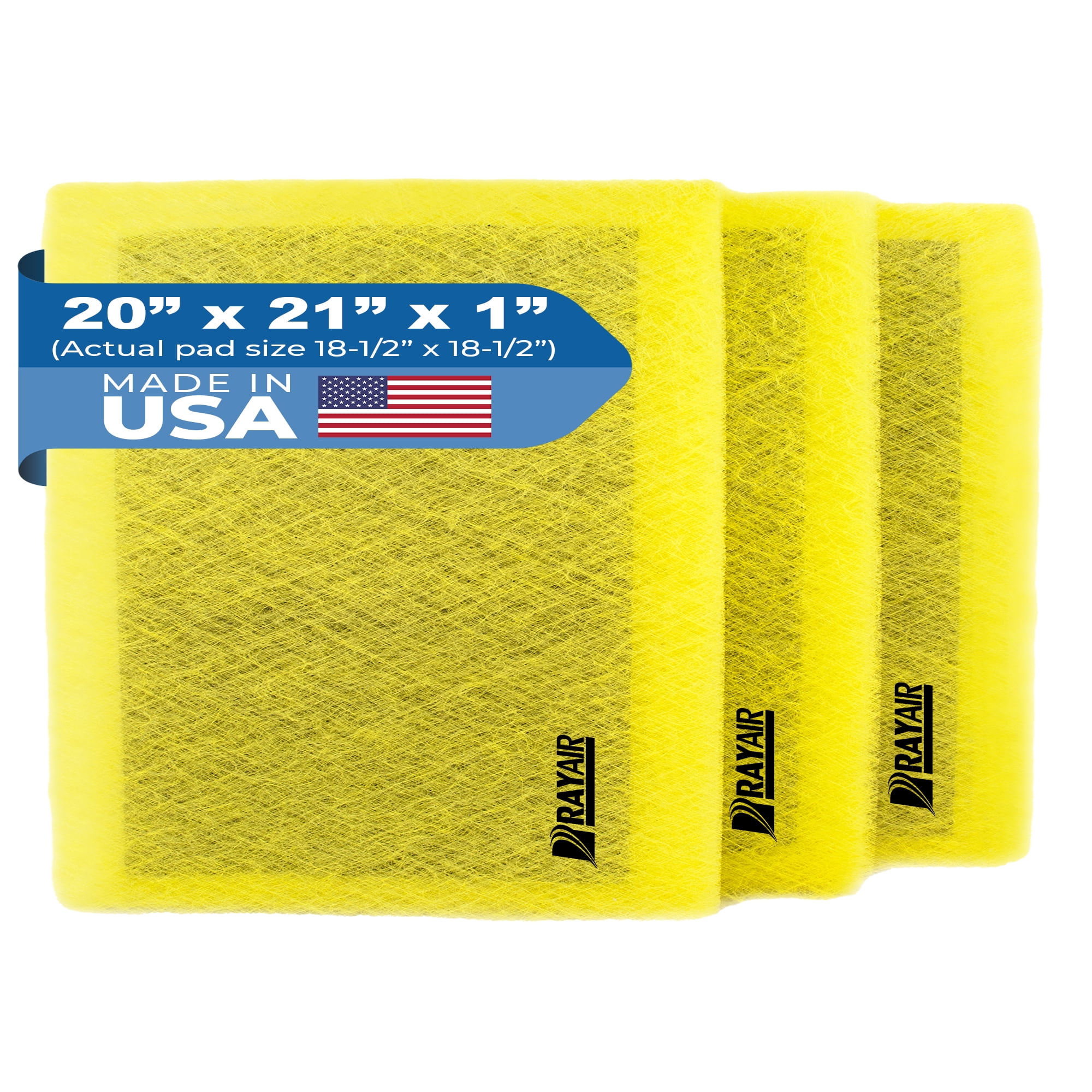 RAYAIR SUPPLY 20x21 Replacement Filter Pads Compatible with Pristine Air Cleaner 20x21 Refills (3 Pack) YELLOW
