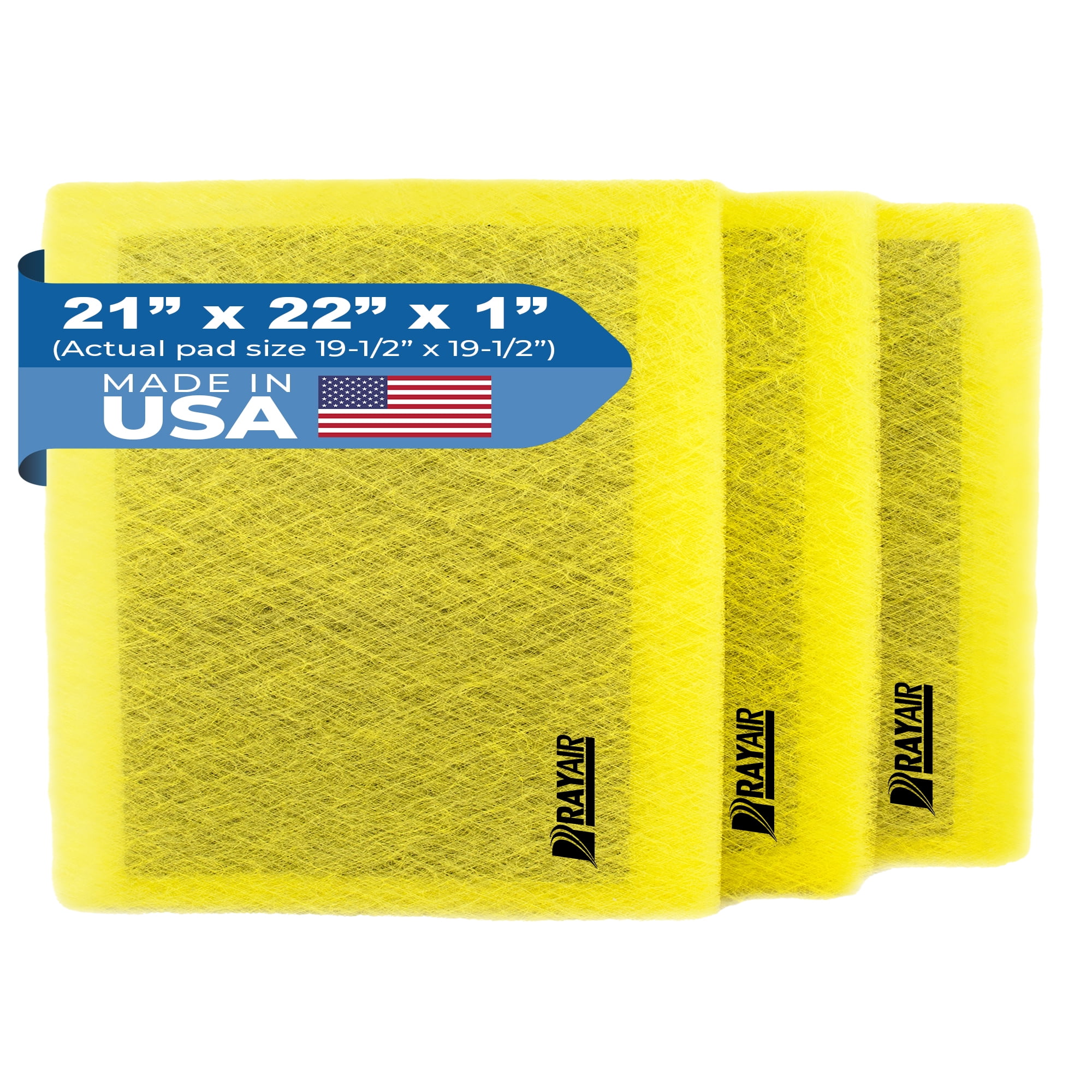 RAYAIR SUPPLY 21x22 Replacement Filter Pads Compatible with Air Ranger Air Cleaner 21x22 Refills (3 Pack) YELLOW