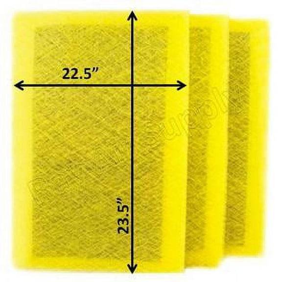 RAYAIR SUPPLY 24x26 Replacement Filter Pads Compatible with Pristine Air Cleaner 24x26 Refills (3 Pack) YELLOW